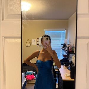 Elegant Blue Satin Dress